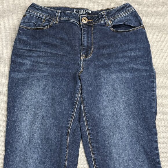 Maurices Womens Blue Denim Curvy Jeans Rolled Cuffs Mid Rise Size 5/6 Reg - Picture 3 of 12